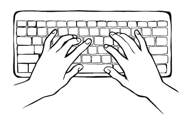 How TTRS can help kids with learning disabilities  Hands on a keyboard typing black and white