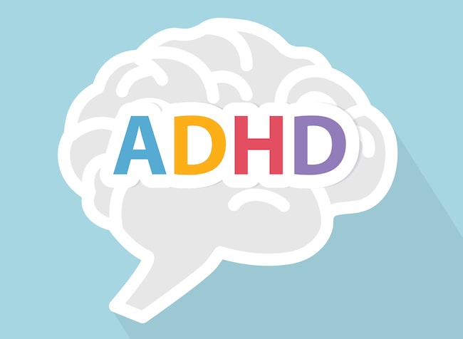 ADHD Strengths image of a brain with ADHD written on it