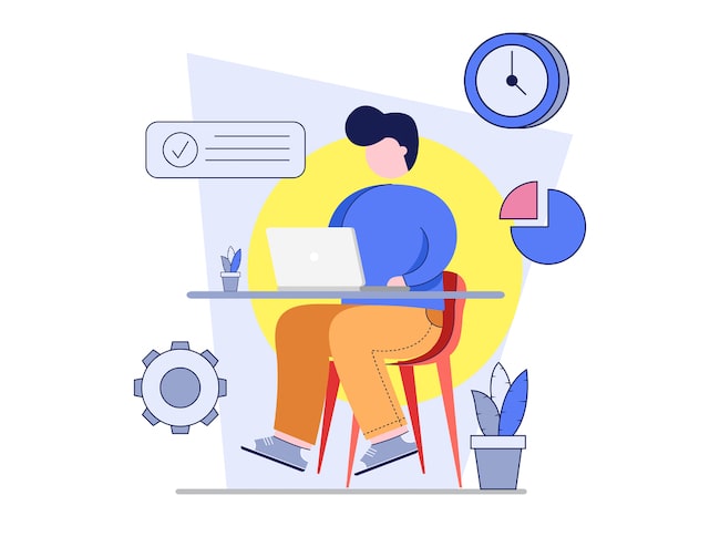 A child typing sitting at a computer desk keyboarding for students with dyslexia, dyspraxia, ADHD